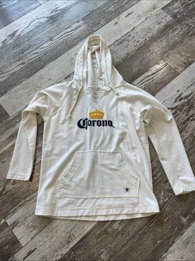 Corona Cream Hoodie with Navy Logo and Gold Crown
